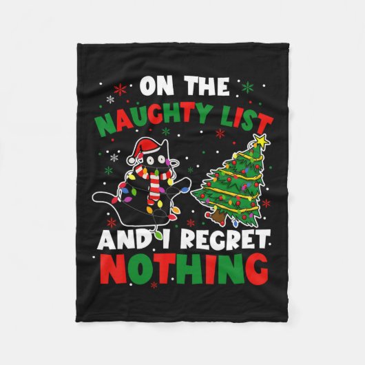 Grappige zwarte kat stoute kerstmis vrouwen fleece deken (Voorkant)