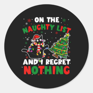 Grappige zwarte kat stoute kerstmis vrouwen ronde sticker