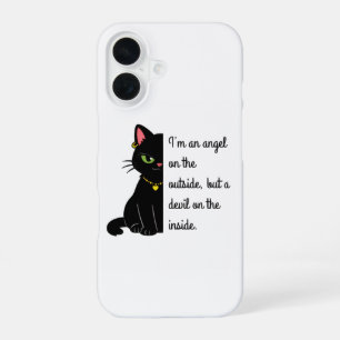 grappige zwarte kat telefoonhoes iPhone 16 hoesje