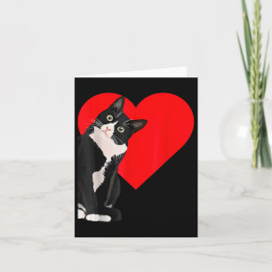 Grappige Zwarte Kat Valentijnsdag Hart Tuxedo Cat  Kaart