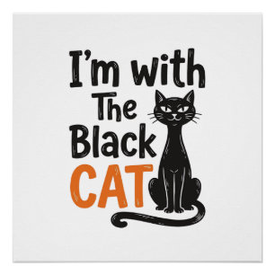 Grappige Zwarte Kat Vintage Gravure Halloween Desi Perfect Poster
