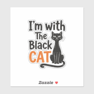 Grappige Zwarte Kat Vintage Gravure Halloween Desi Sticker