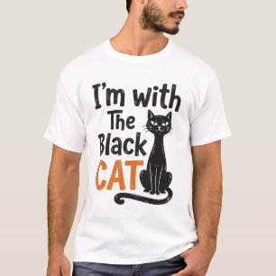 Grappige Zwarte Kat Vintage Gravure Halloween Desi T-shirt
