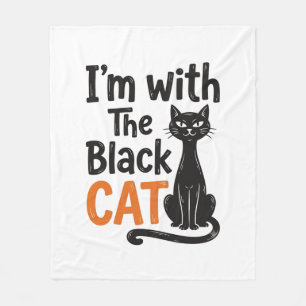 Grappige Zwarte Kat Vintage Gravure Halloween Ontw Fleece Deken