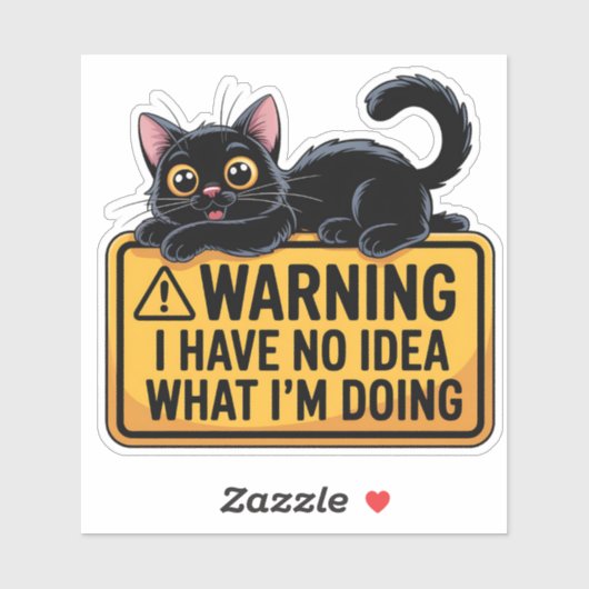 Grappige zwarte kat waarschuwingsbord Sticker (Vel)