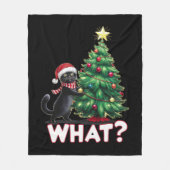 Grappige zwarte kat wat kerstboom fleece deken (Voorkant)