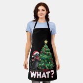 Grappige zwarte kat wat kerstboom schort (Gedragen)