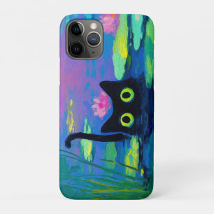 Grappige zwarte kat zwemmen in vijver eigenzinni iPhone 11 pro hoesje