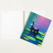 Grappige zwarte kat zwemmen in vijver | eigenzinni planner (Display)