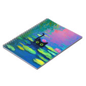 Grappige zwarte kat zwemt in vijver | Excentrieke  Notitieboek (Linkerzijde)