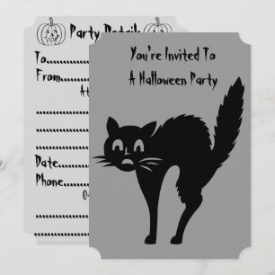 grappige zwarte kattehalloween - feest kaart