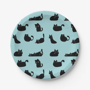 Grappige zwarte katten papieren bordje