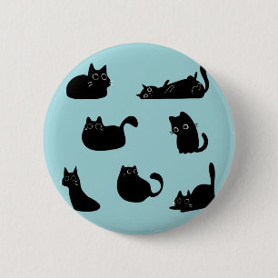 Grappige zwarte katten ronde button 5,7 cm