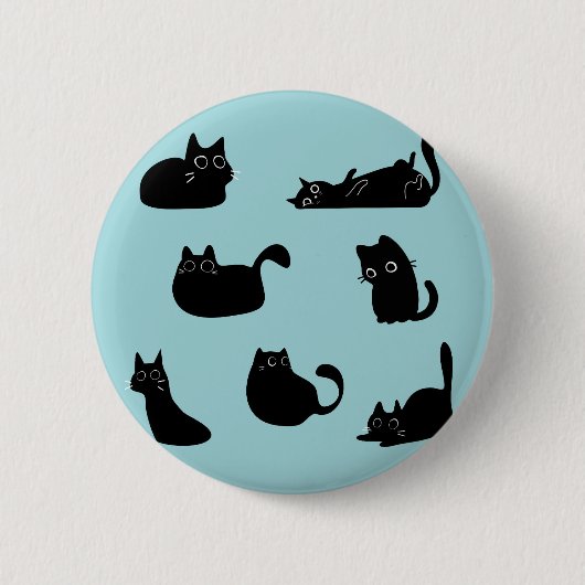 Grappige zwarte katten ronde button 5,7 cm (Voorkant)