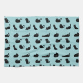 Grappige zwarte katten theedoek (Horizontaal)