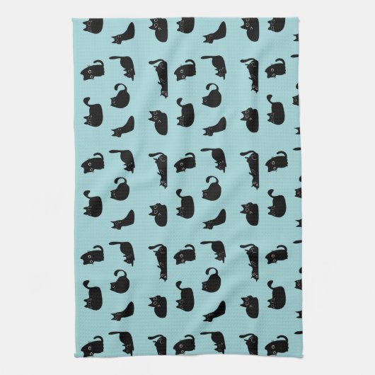 Grappige zwarte katten theedoek (Verticaal)