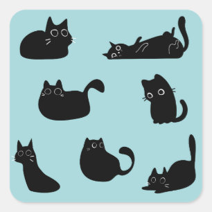 Grappige zwarte katten vierkante sticker