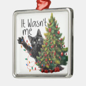 GRAPPIGE ZWARTE KERSTKAT MET BOOM METALEN ORNAMENT (Links)