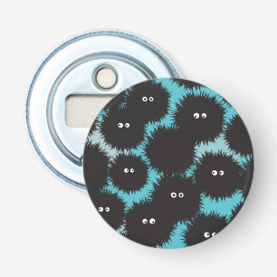 Grappige zwarte pluizige monsters button flesopener
