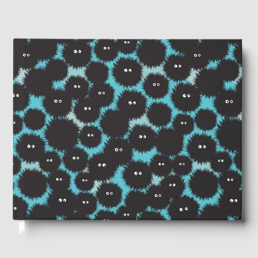 Grappige zwarte pluizige monsters gastenboek (Voorkant)