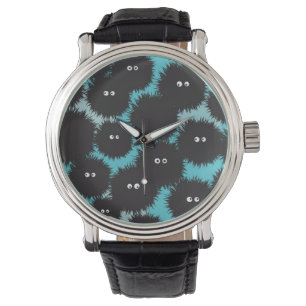 Grappige zwarte pluizige monsters horloge