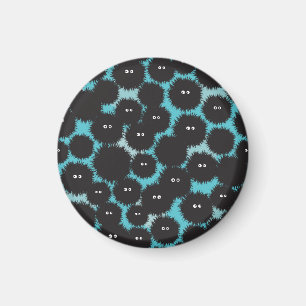 Grappige zwarte pluizige monsters magneet