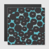 Grappige zwarte pluizige monsters magnetische uitnodiging (Voorkant / Achterkant)