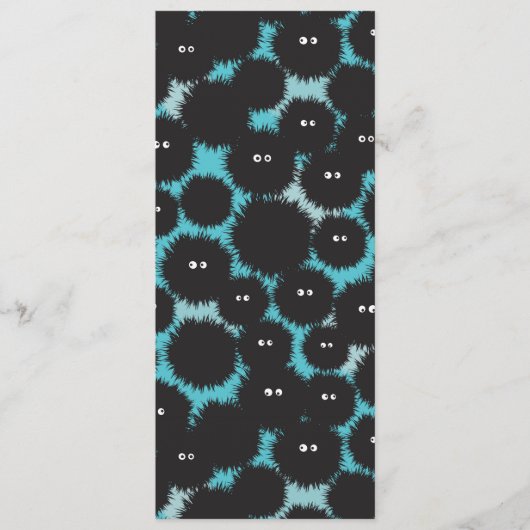 Grappige zwarte pluizige monsters menu (Voorkant)