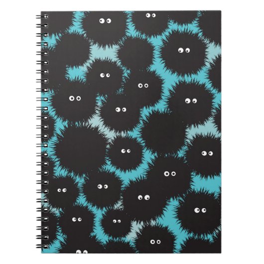 Grappige zwarte pluizige monsters notitieboek (Voorkant)