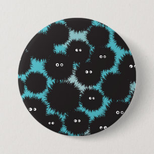 Grappige zwarte pluizige monsters ronde button 7,6 cm