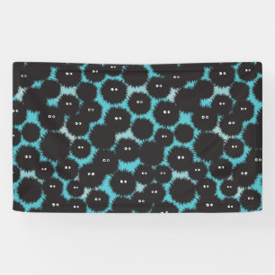 Grappige zwarte pluizige monsters spandoek