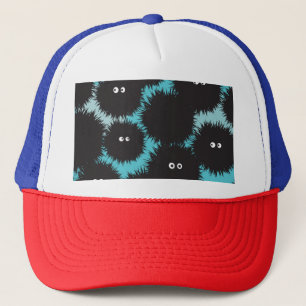 Grappige zwarte pluizige monsters trucker pet
