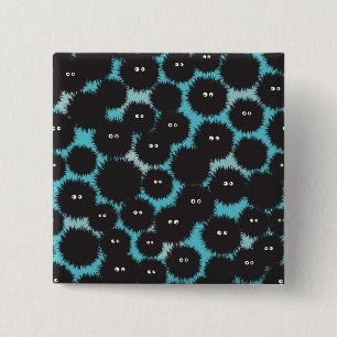 Grappige zwarte pluizige monsters vierkante button 5,1 cm