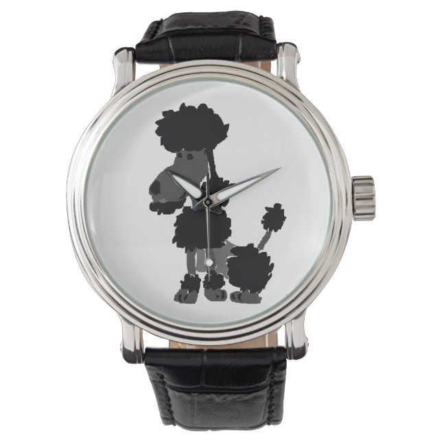 Grappige zwarte poedel hond kunst horloge (Voorkant)