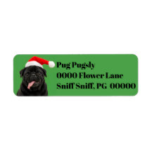Grappige Zwarte Pug Kerstman Hoed Tong Uit Kerstmi