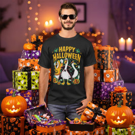 Grappige zwarte retro Halloween Goose Cartoon Grap T-shirt