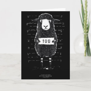 Grappige Zwarte Schaap Mugshot Verloren Maar Gevon Kaart