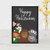 Grappige zwarte Schattigee monsters Happy Hallowee Kaart (Gele Bloem)