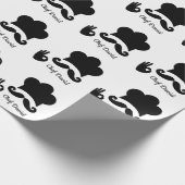 Grappige zwarte snor aangepaste tekst cadeaupapier (Hoek)