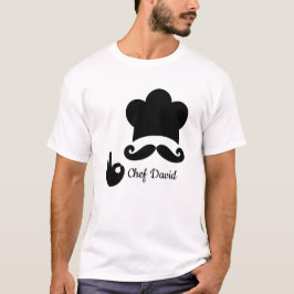 Grappige zwarte snor aangepaste tekst chef-Pet T-shirt
