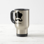 Grappige zwarte snor aangepaste tekst naam Pet che Reisbeker (Voorkant links)