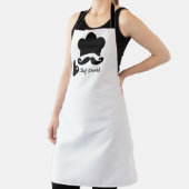 Grappige zwarte snor op maat schort (Insitu)