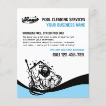 Grappige Zwembad Reiniging Reclame Flyer