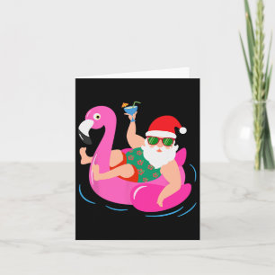 Grappige zwembadfeest Kerstman Zonnebril Flamingo Kaart