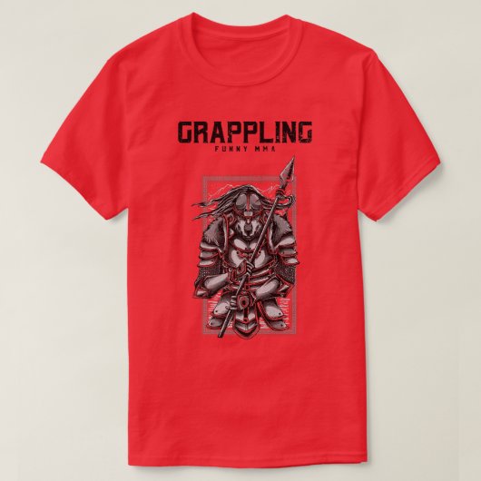 Grappling Samurai Wolf, Spear, JiuJitsu, MMA, Muay T-shirt (Design voorkant)