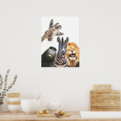 Grapportret van grappige jungle diervrienden poster (Keuken)