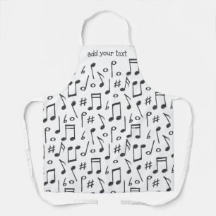 Grapy Black and White Music Musical Notes Pattern Schort
