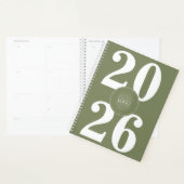 Gras 2026 Logo Blanc Sage Green Planner (Devant avec enveloppe)