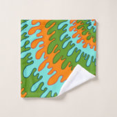 Gras Abstrait Orange Green Liquid Drip Wavy Stripe (Gant de toilette)