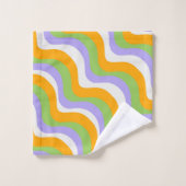 Gras Abstrait Orange Vert Violet Gravé (Gant de toilette)